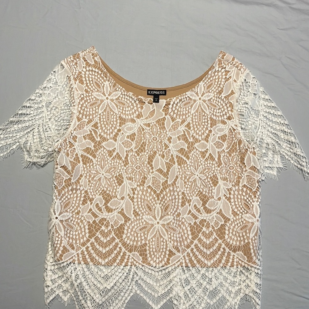 Beautiful lace top with nude insert.